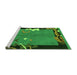 Sideview of Machine Washable Abstract Green Modern Area Rugs, wshabs3578grn