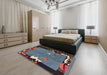 Abstract Purple Modern Rug in a Bedroom, abs3578