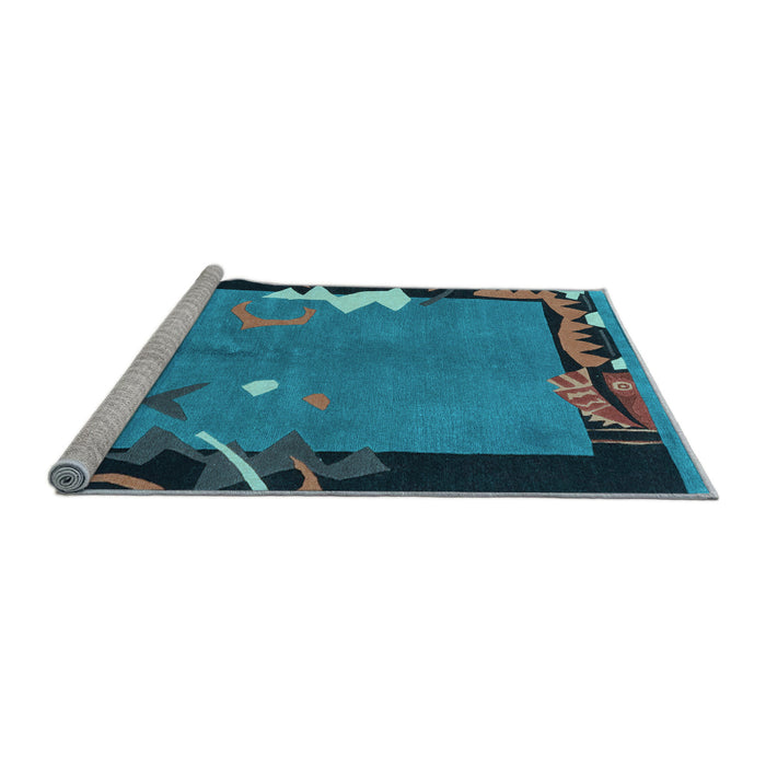 Sideview of Machine Washable Abstract Light Blue Modern Rug, wshabs3578lblu