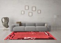 Machine Washable Abstract Red Modern Rug, wshabs3578red