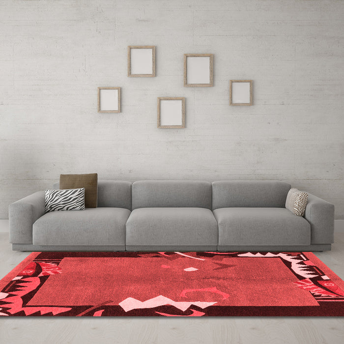Modern Red Washable Rugs