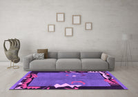 Machine Washable Abstract Purple Modern Rug, wshabs3578pur