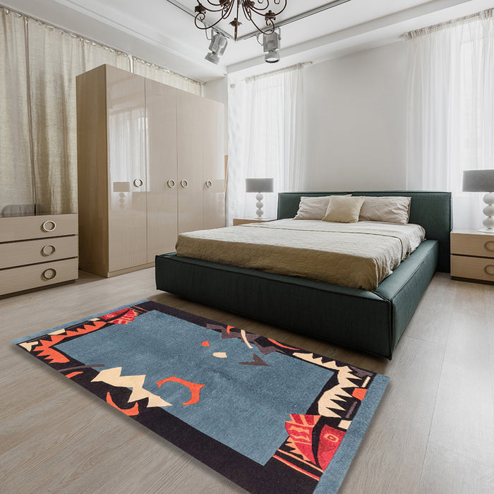 Machine Washable Abstract Purple Rug in a Bedroom, wshabs3578