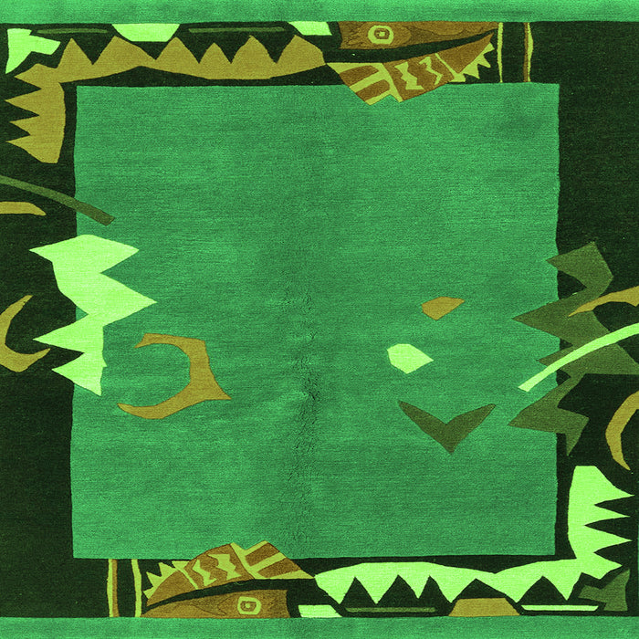 Square Abstract Green Modern Rug, abs3578grn