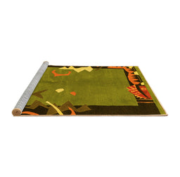 Sideview of Machine Washable Abstract Yellow Modern Rug, wshabs3578yw