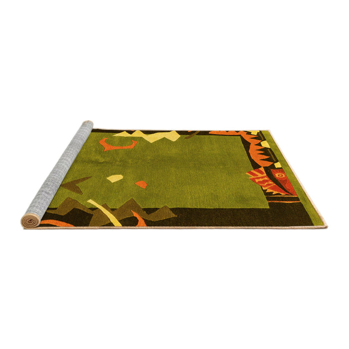 Sideview of Machine Washable Abstract Yellow Modern Rug, wshabs3578yw