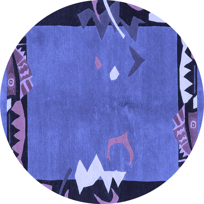 Round Machine Washable Abstract Blue Modern Rug, wshabs3578blu
