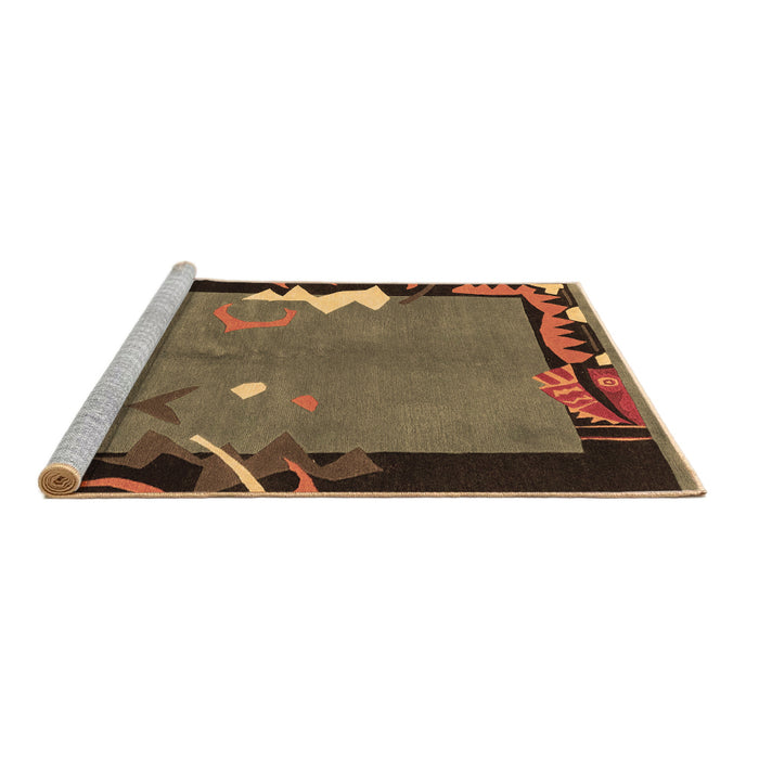 Sideview of Machine Washable Abstract Brown Modern Rug, wshabs3578brn
