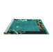 Sideview of Machine Washable Abstract Turquoise Modern Area Rugs, wshabs3578turq