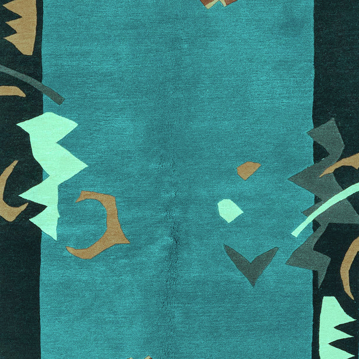 Machine Washable Abstract Turquoise Modern Area Rugs, wshabs3578turq