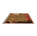 Sideview of Machine Washable Abstract Orange Modern Area Rugs, wshabs3578org