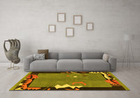 Machine Washable Abstract Yellow Modern Rug, wshabs3578yw