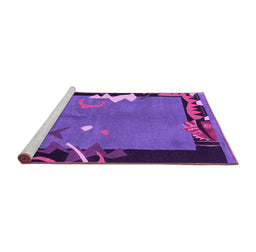 Sideview of Machine Washable Abstract Purple Modern Area Rugs, wshabs3578pur