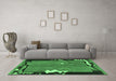 Machine Washable Abstract Emerald Green Modern Area Rugs in a Living Room,, wshabs3578emgrn