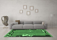 Machine Washable Abstract Emerald Green Modern Rug, wshabs3578emgrn