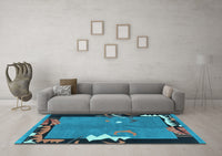 Machine Washable Abstract Light Blue Modern Rug, wshabs3578lblu