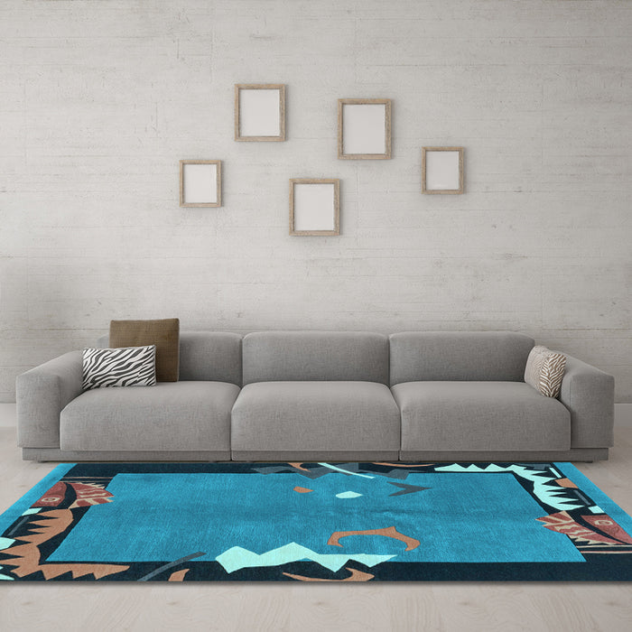 Machine Washable Abstract Light Blue Modern Rug in a Living Room, wshabs3578lblu