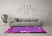 Machine Washable Abstract Pink Modern Rug, wshabs3578pnk