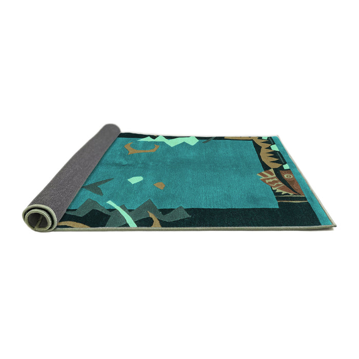 Sideview of Abstract Turquoise Modern Rug, abs3578turq