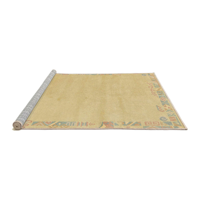 Sideview of Machine Washable Abstract Chrome Gold Yellow Rug, wshabs3579