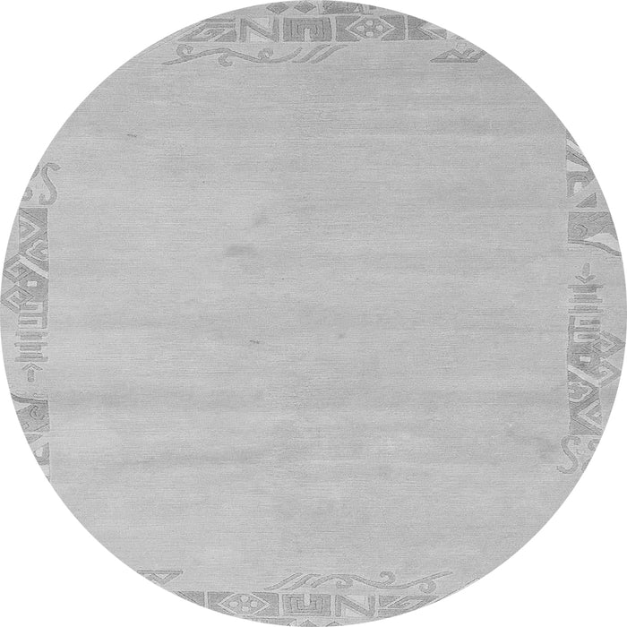 Round Machine Washable Solid Gray Modern Rug, wshabs3579gry
