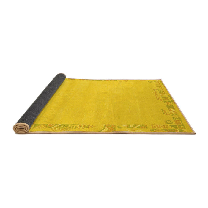 Sideview of Solid Yellow Modern Rug, abs3579yw