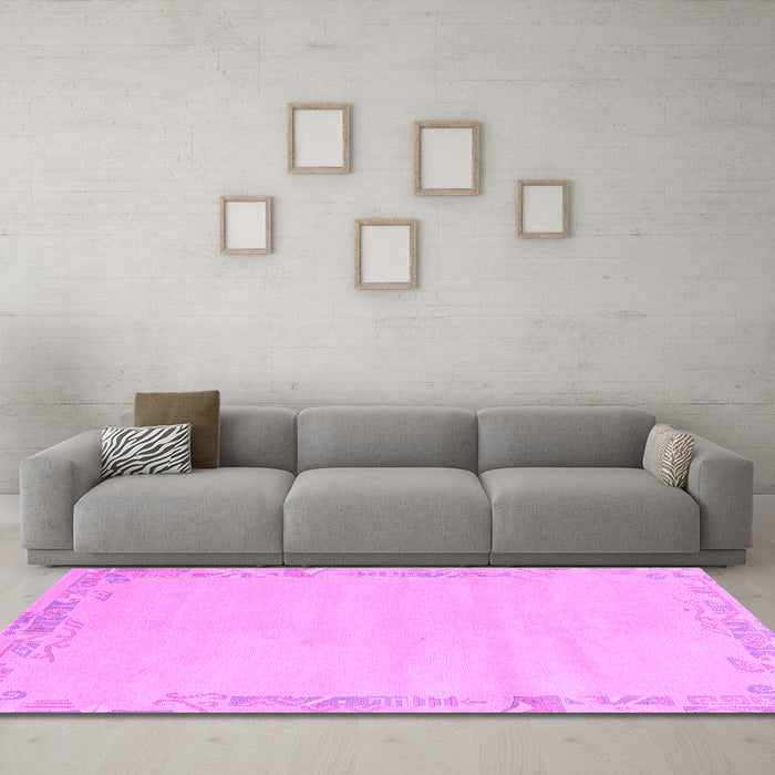 Machine Washable Solid Purple Modern Area Rugs in a Living Room, wshabs3579pur