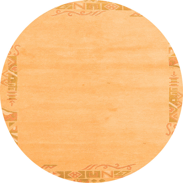 Round Machine Washable Solid Orange Modern Area Rugs, wshabs3579org