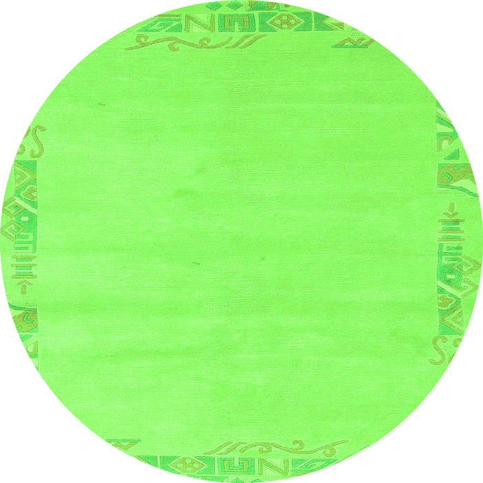 Round Machine Washable Solid Green Modern Area Rugs, wshabs3579grn