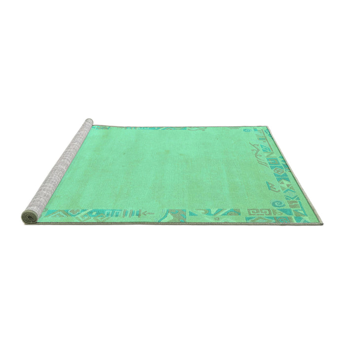 Sideview of Machine Washable Solid Turquoise Modern Area Rugs, wshabs3579turq