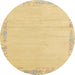 Round Abstract Chrome Gold Yellow Solid Rug, abs3579