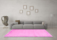 Machine Washable Solid Pink Modern Rug, wshabs3579pnk