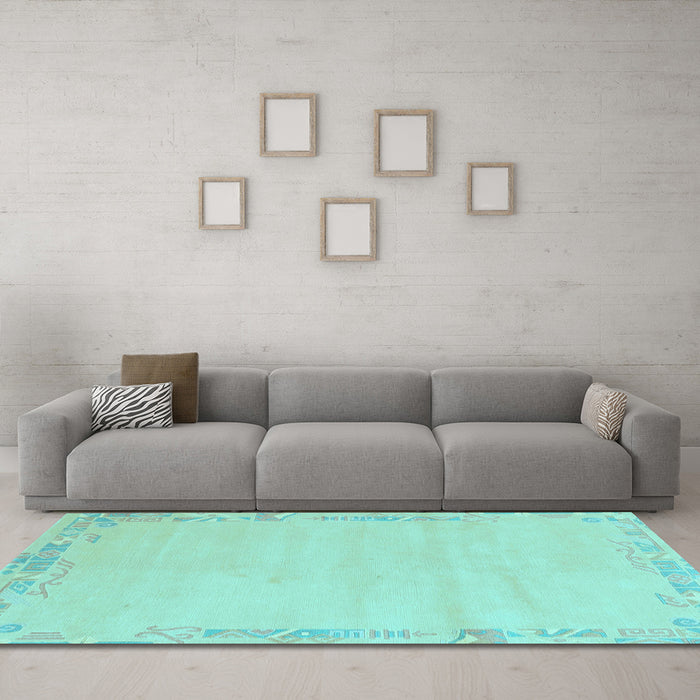 Machine Washable Solid Light Blue Modern Rug in a Living Room, wshabs3579lblu