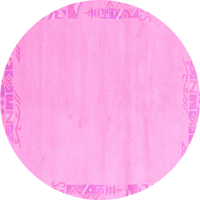 Round Machine Washable Solid Pink Modern Rug, wshabs3579pnk
