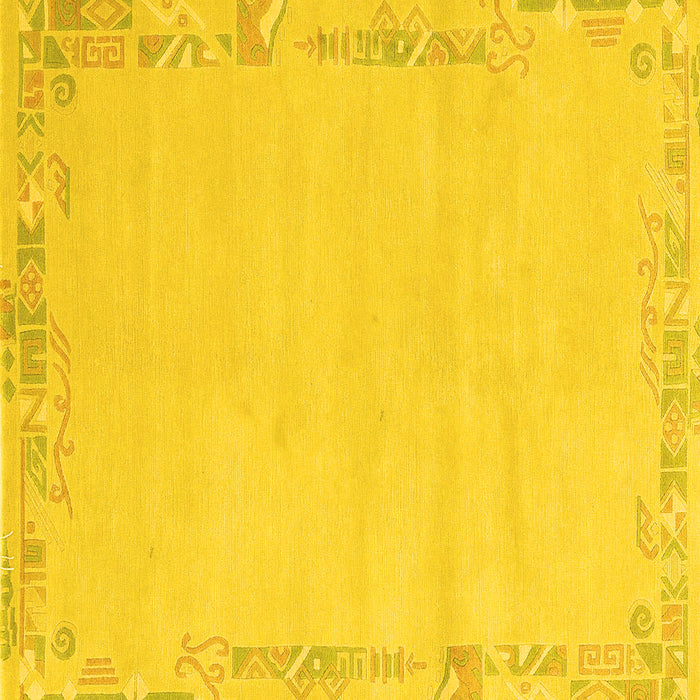 Square Machine Washable Solid Yellow Modern Rug, wshabs3579yw