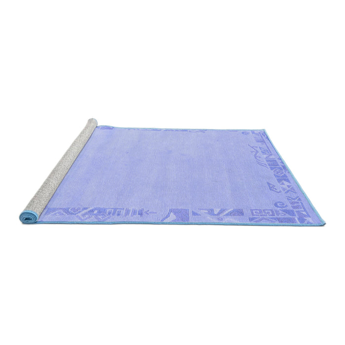 Sideview of Machine Washable Solid Blue Modern Rug, wshabs3579blu
