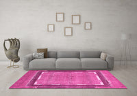 Machine Washable Abstract Pink Modern Rug, wshabs357pnk