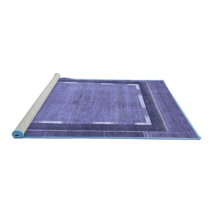 Sideview of Machine Washable Abstract Blue Modern Rug, wshabs357blu