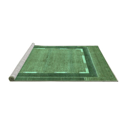 Sideview of Machine Washable Abstract Turquoise Modern Area Rugs, wshabs357turq