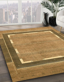 Abstract Yellow Modern Rug in Family Room, abs357