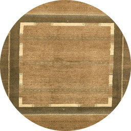 Round Machine Washable Abstract Yellow Rug, wshabs357