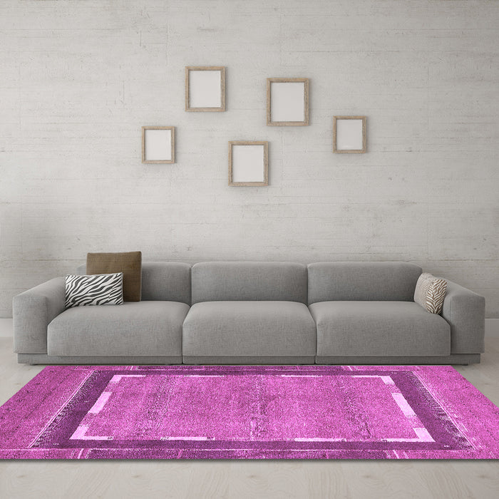Machine Washable Abstract Purple Modern Area Rugs in a Living Room, wshabs357pur