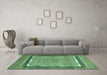 Machine Washable Abstract Turquoise Modern Area Rugs in a Living Room,, wshabs357turq