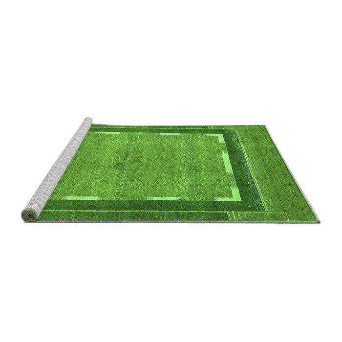 Sideview of Machine Washable Abstract Green Modern Area Rugs, wshabs357grn