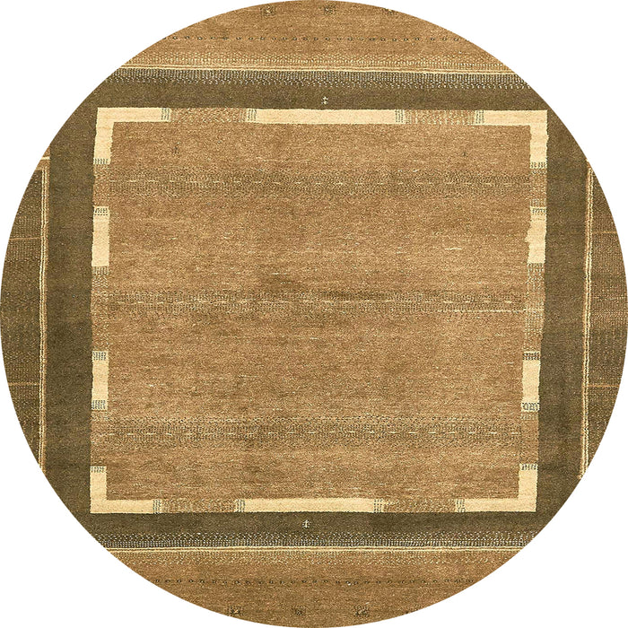 Round Abstract Yellow Modern Rug, abs357