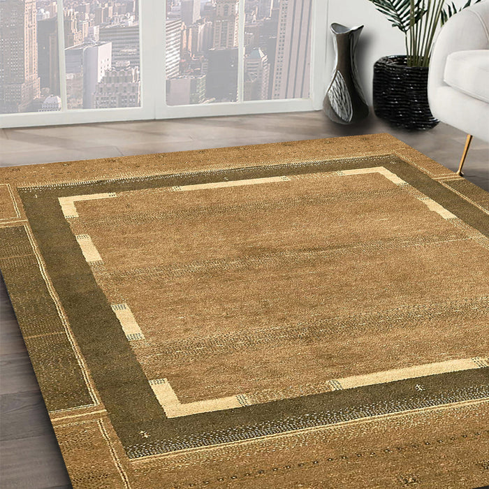 Abstract Yellow Modern Rug in Family Room, abs357