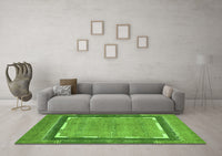 Machine Washable Abstract Green Modern Rug, wshabs357grn