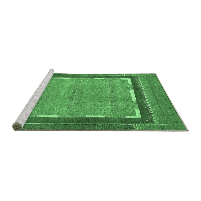 Sideview of Machine Washable Abstract Emerald Green Modern Area Rugs, wshabs357emgrn