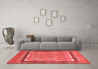 Machine Washable Abstract Red Modern Rug, wshabs357red