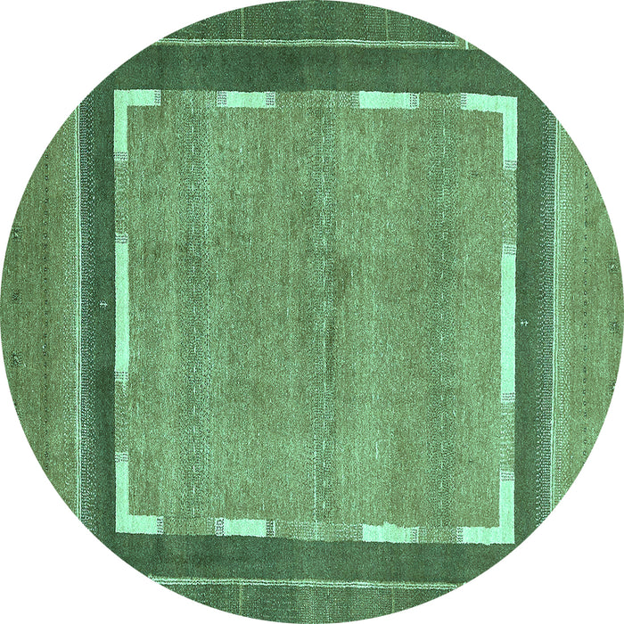 Round Machine Washable Abstract Turquoise Modern Area Rugs, wshabs357turq